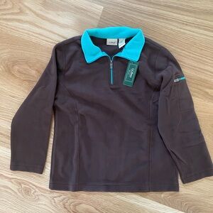 NWT L.L. Bean Kids Brown Pullover with Teal Collar, size 6X/7